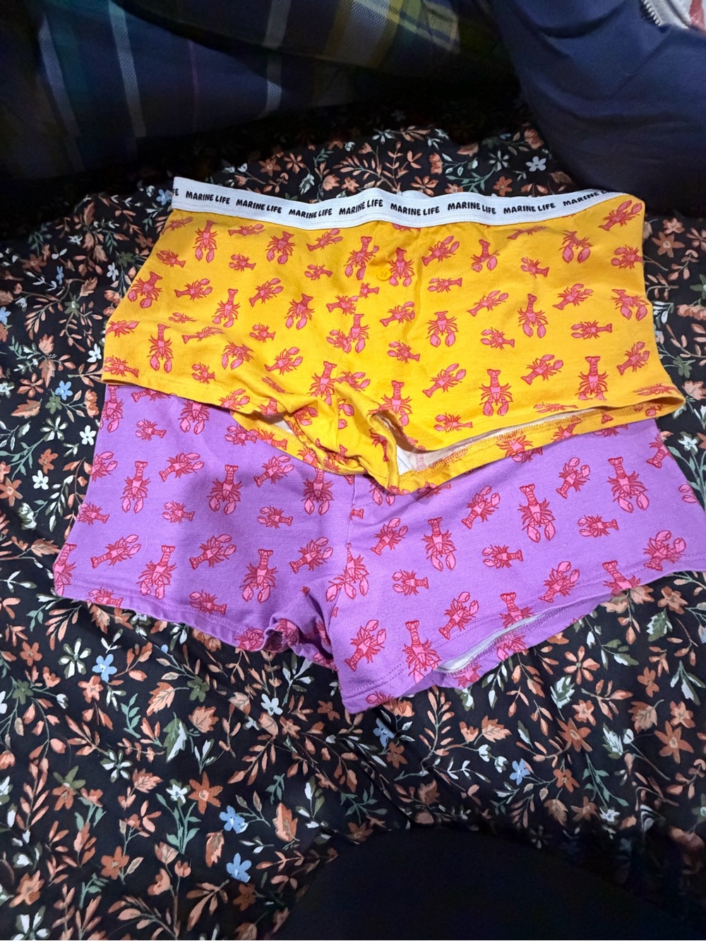 NWOT 2 Pack Rock Lobster Boxer Briefs/Boyshorts - Yellow & Purple